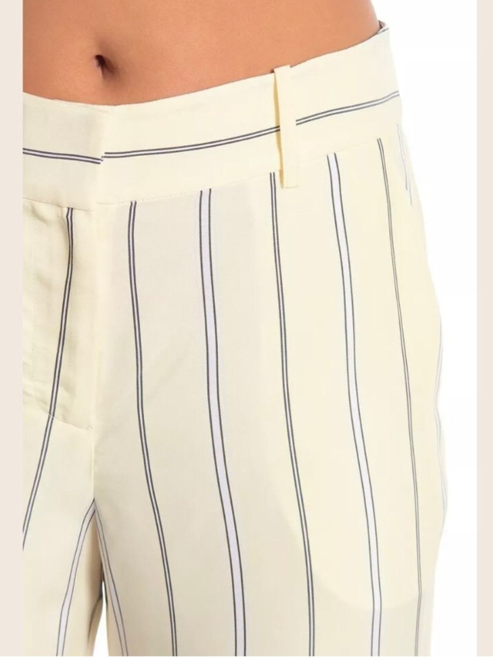 Derek Lam Light Yellow Wide-Leg Pants with Black & White Pinstripes SZ 8 EUC - Picture 15 of 15